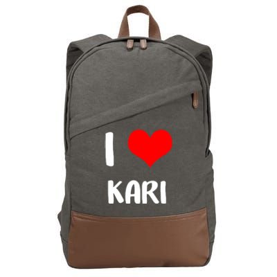 I Love Kari Valentine Sorry Ladies Guys Heart Belongs Cotton Canvas Backpack