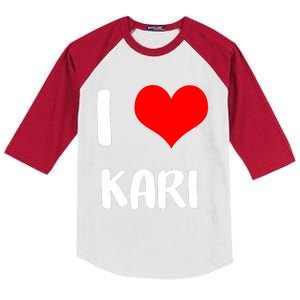 I Love Kari Valentine Sorry Ladies Guys Heart Belongs Kids Colorblock Raglan Jersey