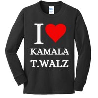 I Love Kamala Harris Tim Waltz 2024 Kids Long Sleeve Shirt