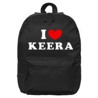 I Love Keera I Heart Keera 16 in Basic Backpack