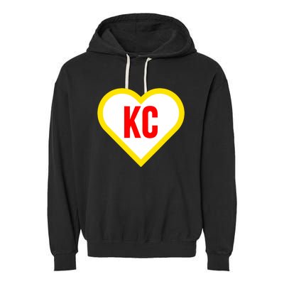 I Love Kansas City Kc Football Heart Garment-Dyed Fleece Hoodie