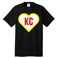 I Love Kansas City Kc Football Heart Tall T-Shirt