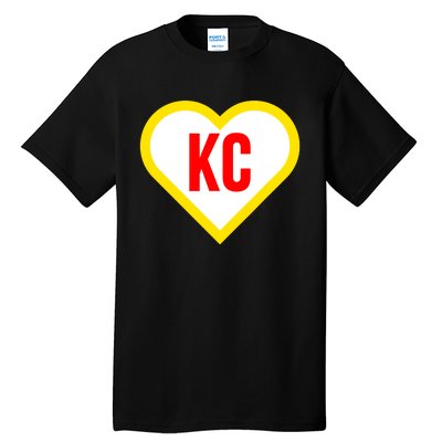 I Love Kansas City Kc Football Heart Tall T-Shirt