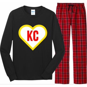 I Love Kansas City Kc Football Heart Long Sleeve Pajama Set