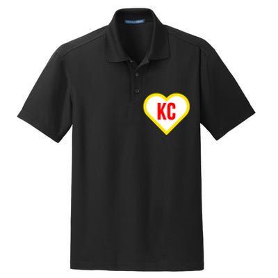 I Love Kansas City Kc Football Heart Dry Zone Grid Polo