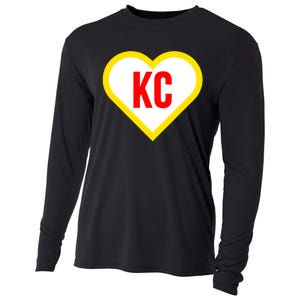 I Love Kansas City Kc Football Heart Cooling Performance Long Sleeve Crew