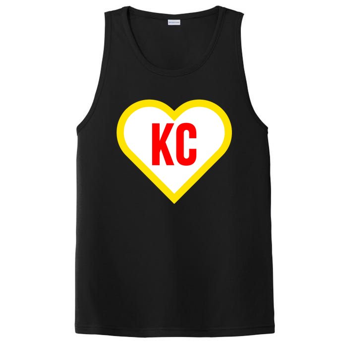 I Love Kansas City Kc Football Heart PosiCharge Competitor Tank