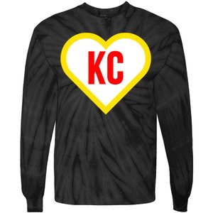 I Love Kansas City Kc Football Heart Tie-Dye Long Sleeve Shirt