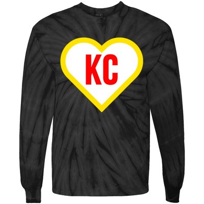 I Love Kansas City Kc Football Heart Tie-Dye Long Sleeve Shirt