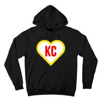 I Love Kansas City Kc Football Heart Tall Hoodie