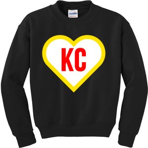 I Love Kansas City Kc Football Heart Kids Sweatshirt