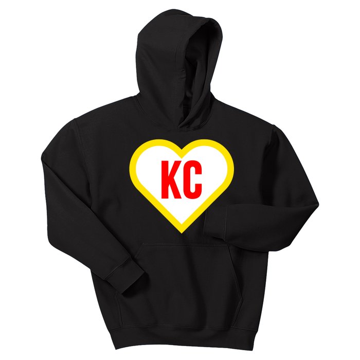 I Love Kansas City Kc Football Heart Kids Hoodie