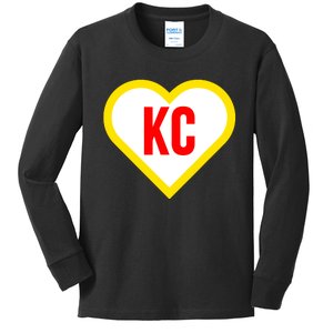 I Love Kansas City Kc Football Heart Kids Long Sleeve Shirt