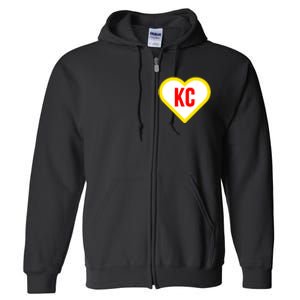 I Love Kansas City Kc Football Heart Full Zip Hoodie