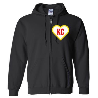 I Love Kansas City Kc Football Heart Full Zip Hoodie