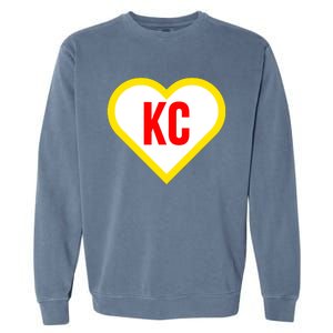 I Love Kansas City Kc Football Heart Garment-Dyed Sweatshirt