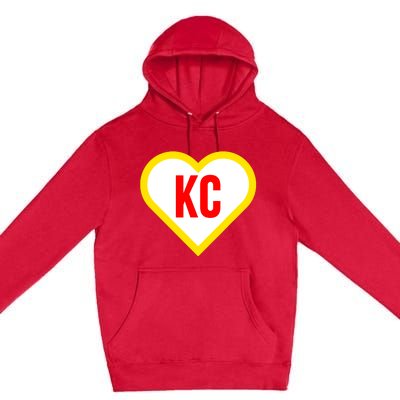 I Love Kansas City Kc Football Heart Premium Pullover Hoodie