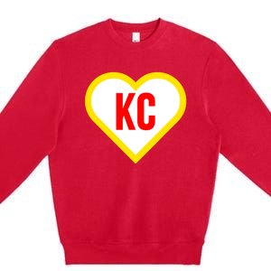 I Love Kansas City Kc Football Heart Premium Crewneck Sweatshirt