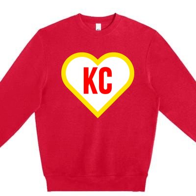 I Love Kansas City Kc Football Heart Premium Crewneck Sweatshirt