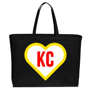 I Love Kansas City Kc Football Heart Cotton Canvas Jumbo Tote