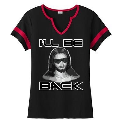 I'll Be Back Jesus Ladies Halftime Notch Neck Tee