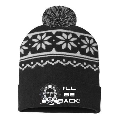 I'll Be Back Jesus Funny USA-Made Snowflake Beanie