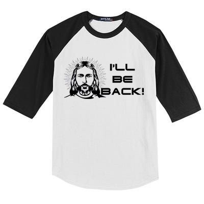 I'll Be Back Jesus Funny Kids Colorblock Raglan Jersey