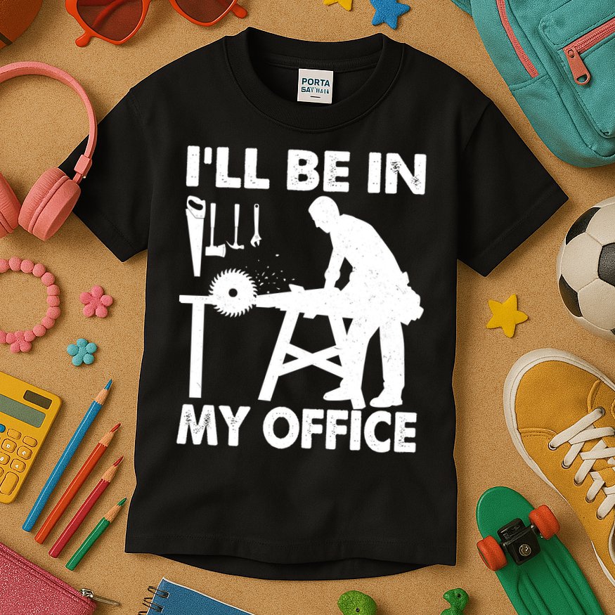 I'll Be In My Office Carpenter Woodworking  Kids T-Shirt