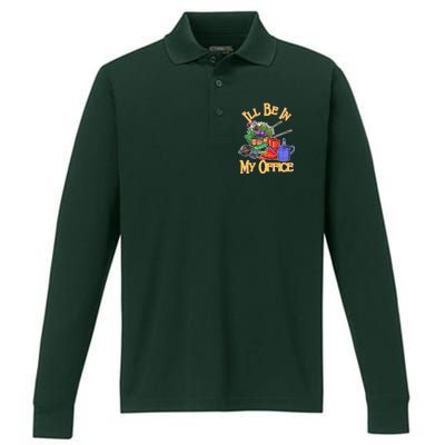 I'll Be In My Office Gardening Performance Long Sleeve Polo