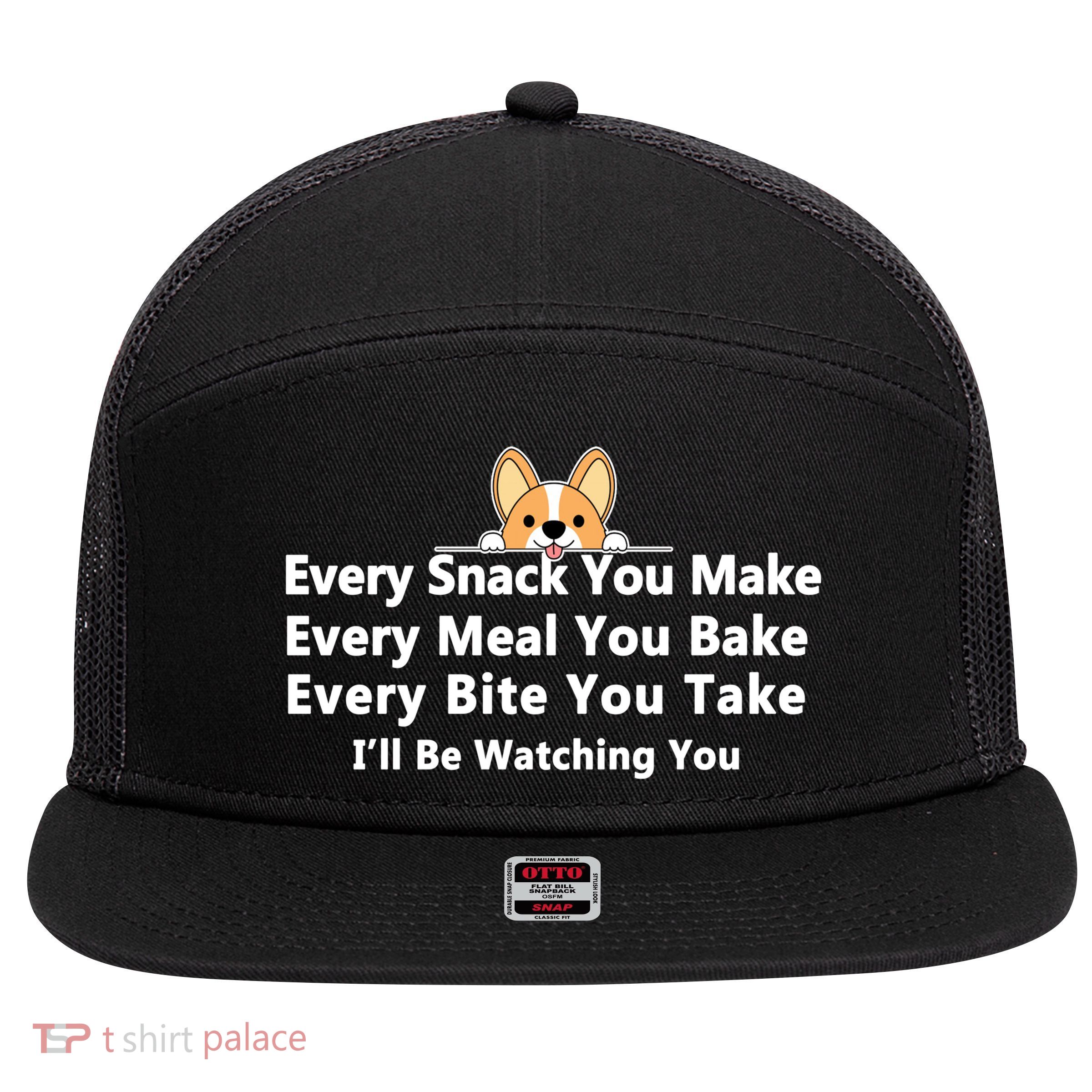 I'll Be Watching You Cute Dog Meme 7 Panel Mesh Trucker Snapback Hat