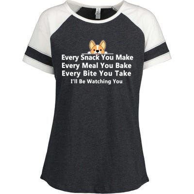 I'll Be Watching You Cute Dog Meme Enza Ladies Jersey Colorblock Tee