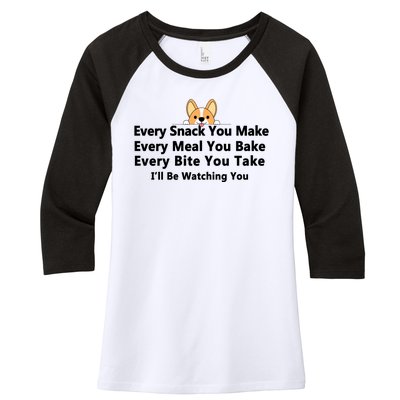 I'll Be Watching You Cute Dog Meme Women's Tri-Blend 3/4-Sleeve Raglan Shirt