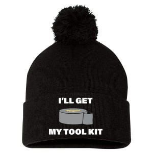 I'll Get My Tool Kit Duck Tape Pom Pom 12in Knit Beanie