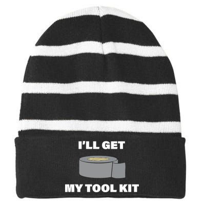 I'll Get My Tool Kit Duck Tape Striped Beanie with Solid Band