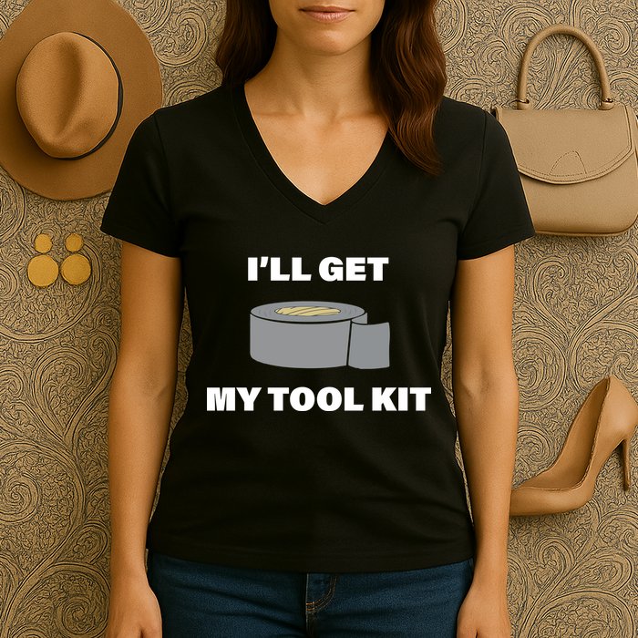 I'll Get My Tool Kit Duck Tape Women's V-Neck T-Shirt