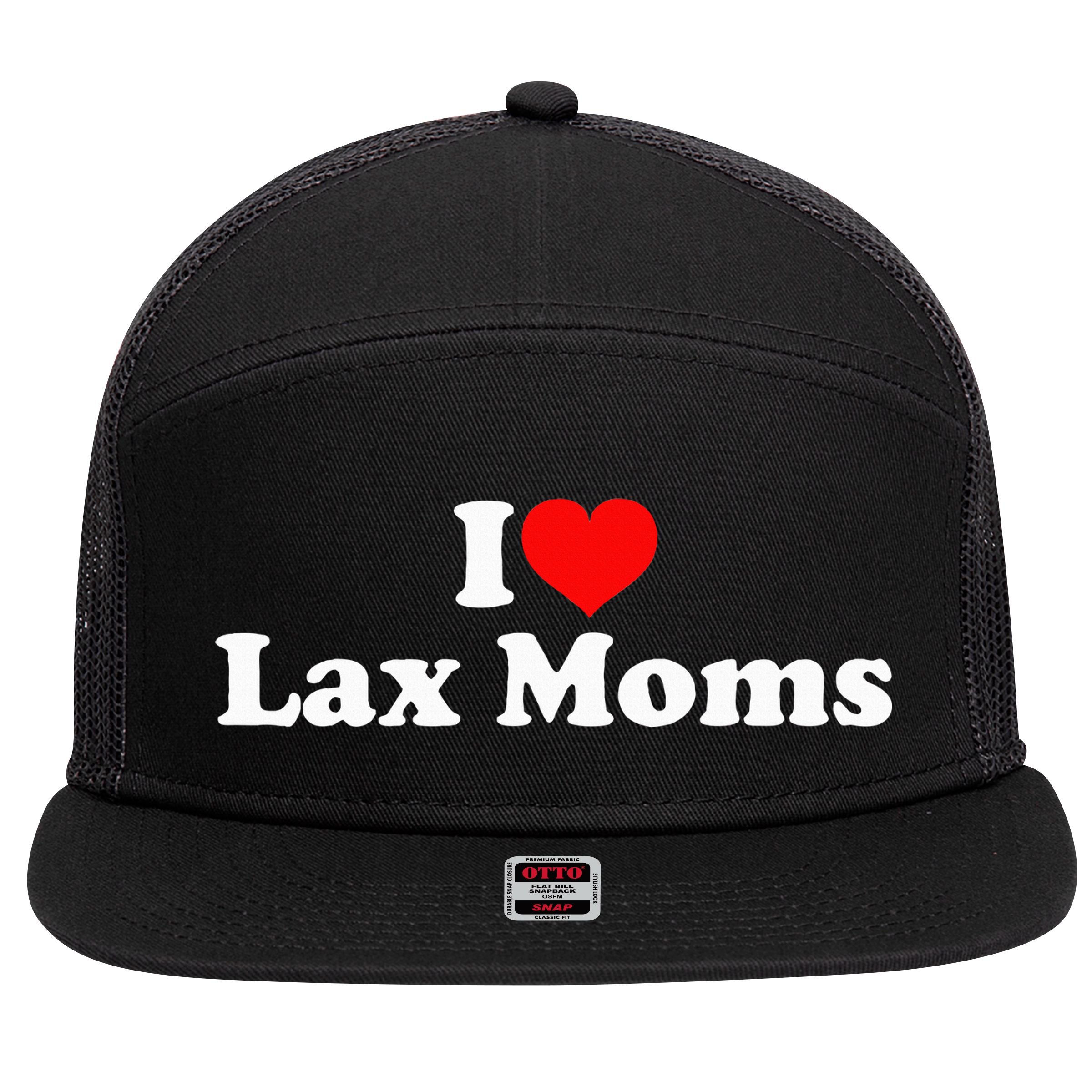 I Love Lax Moms 7 Panel Mesh Trucker Snapback Hat