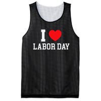 I Love Labor Day Graphic Mesh Reversible Basketball Jersey Tank