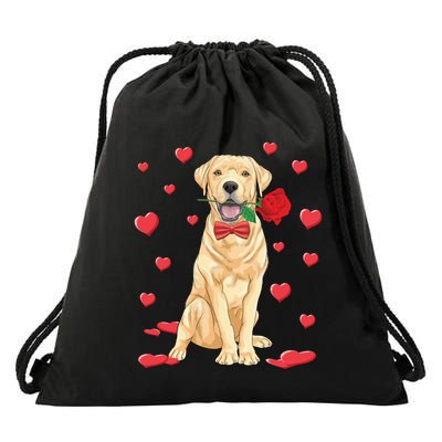 I Love Labrador Retriever Heart Valentine's Day Dog Lover Great Gift Drawstring Bag