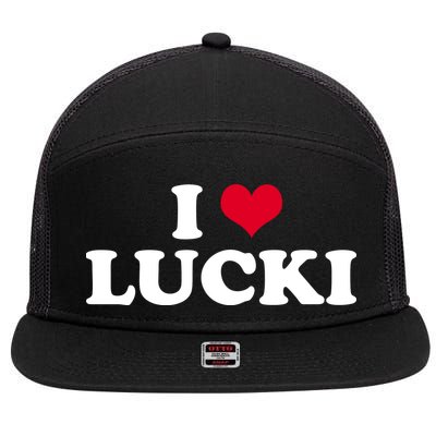 I Love Lucki 7 Panel Mesh Trucker Snapback Hat