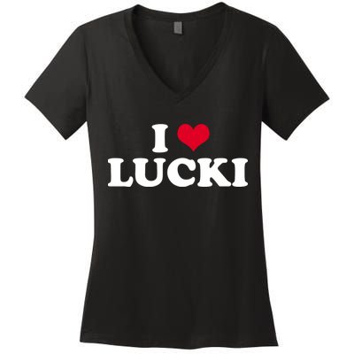 I Love Lucki Women's V-Neck T-Shirt