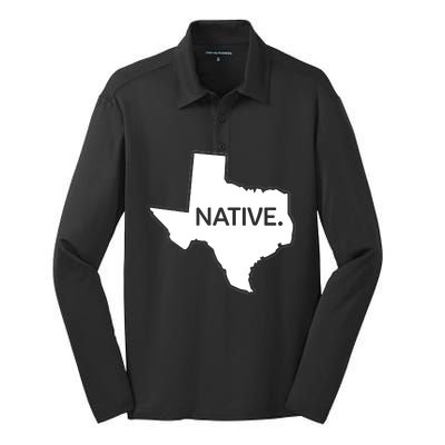 I Love Lone Star State Texas Native Silk Touch Performance Long Sleeve Polo