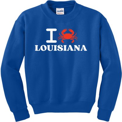 I Love Louisiana Crab Shellfish National Seafood Month Cool Gift Kids Sweatshirt