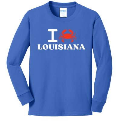 I Love Louisiana Crab Shellfish National Seafood Month Cool Gift Kids Long Sleeve Shirt