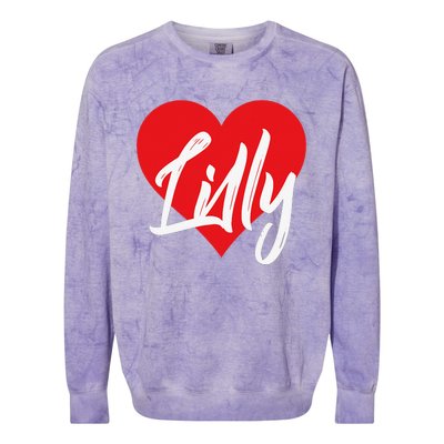 I Love Lilly First Name I Heart Named Colorblast Crewneck Sweatshirt