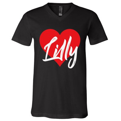 I Love Lilly First Name I Heart Named V-Neck T-Shirt