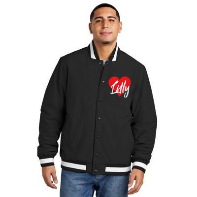 I Love Lilly First Name I Heart Named Insulated Varsity Jacket