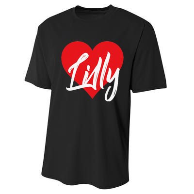 I Love Lilly First Name I Heart Named Performance Sprint T-Shirt