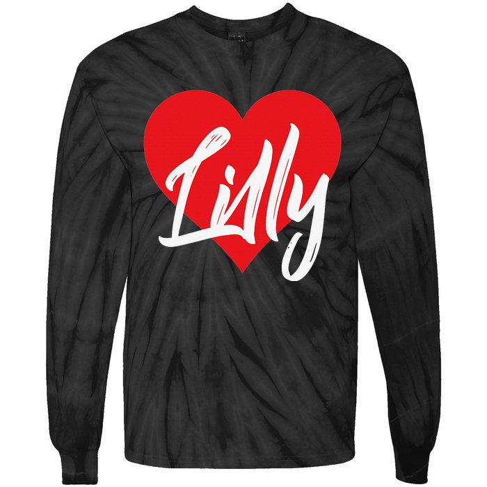 I Love Lilly First Name I Heart Named Tie-Dye Long Sleeve Shirt