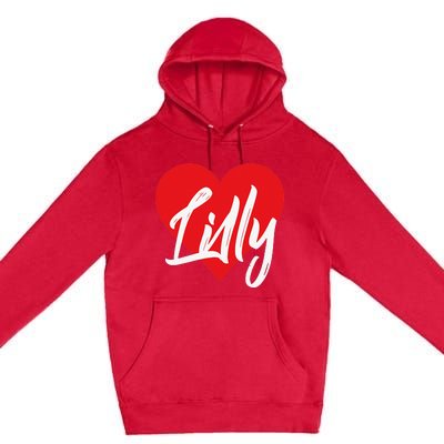 I Love Lilly First Name I Heart Named Premium Pullover Hoodie