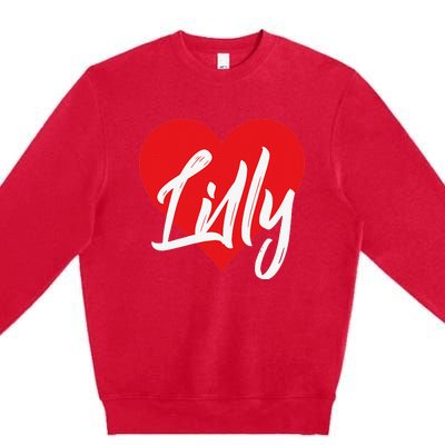 I Love Lilly First Name I Heart Named Premium Crewneck Sweatshirt